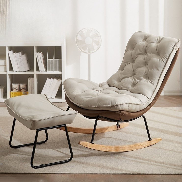 Modish Sand Ash Upholstered Rocking Accent Chair with Spindle Back and Stain Resistant - image 10