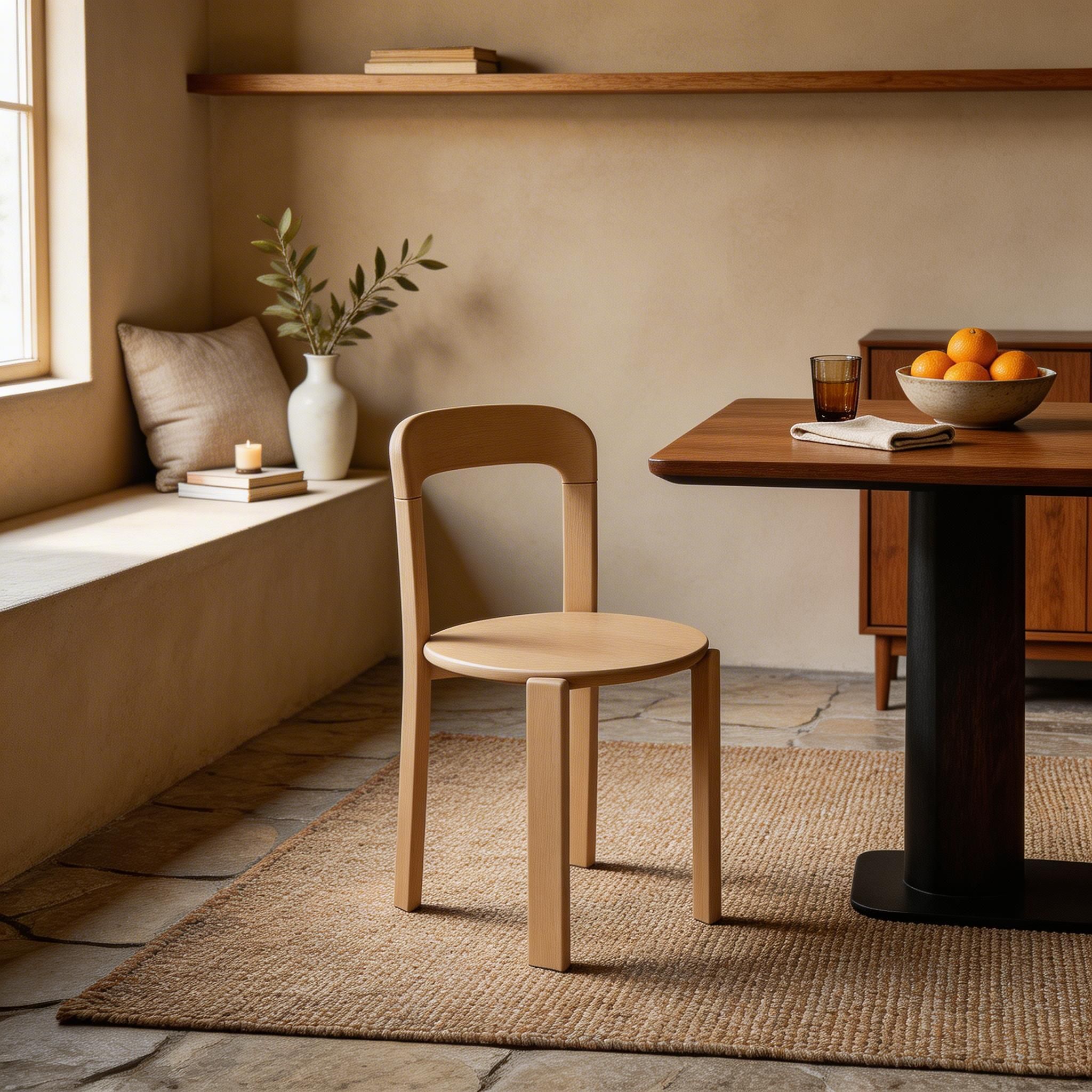 Scandinavian Natural Wood Armless Kitchen Chair 15.3inch Wide Non-Swivel 1 Piece - image 31