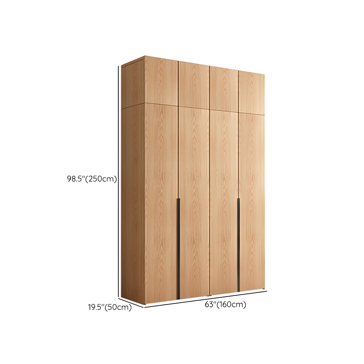 Contemporary Freestanding Natural Wardrobe Oak Solid Wood Wardrobe with Shelves - image 27