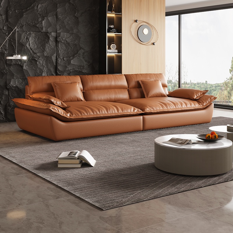 Contemporary Scratch-tolerant Solid Color Standard Sofa in Dark Gray/White/Light Blue, Seats 5 with 2 Pillows