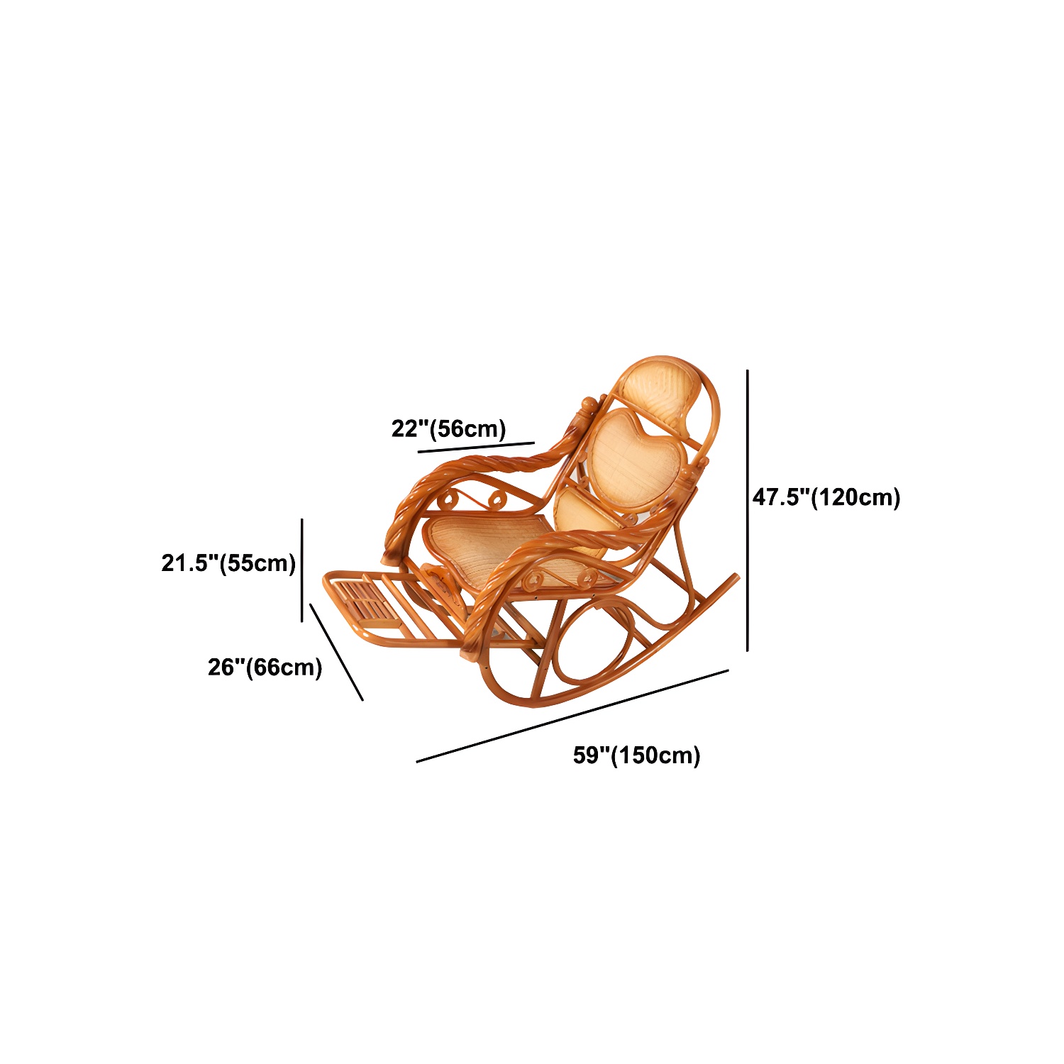 Mid Century Modern Recliner Chair Rattan/Wicker Recliner Chair for Living Room - image 28