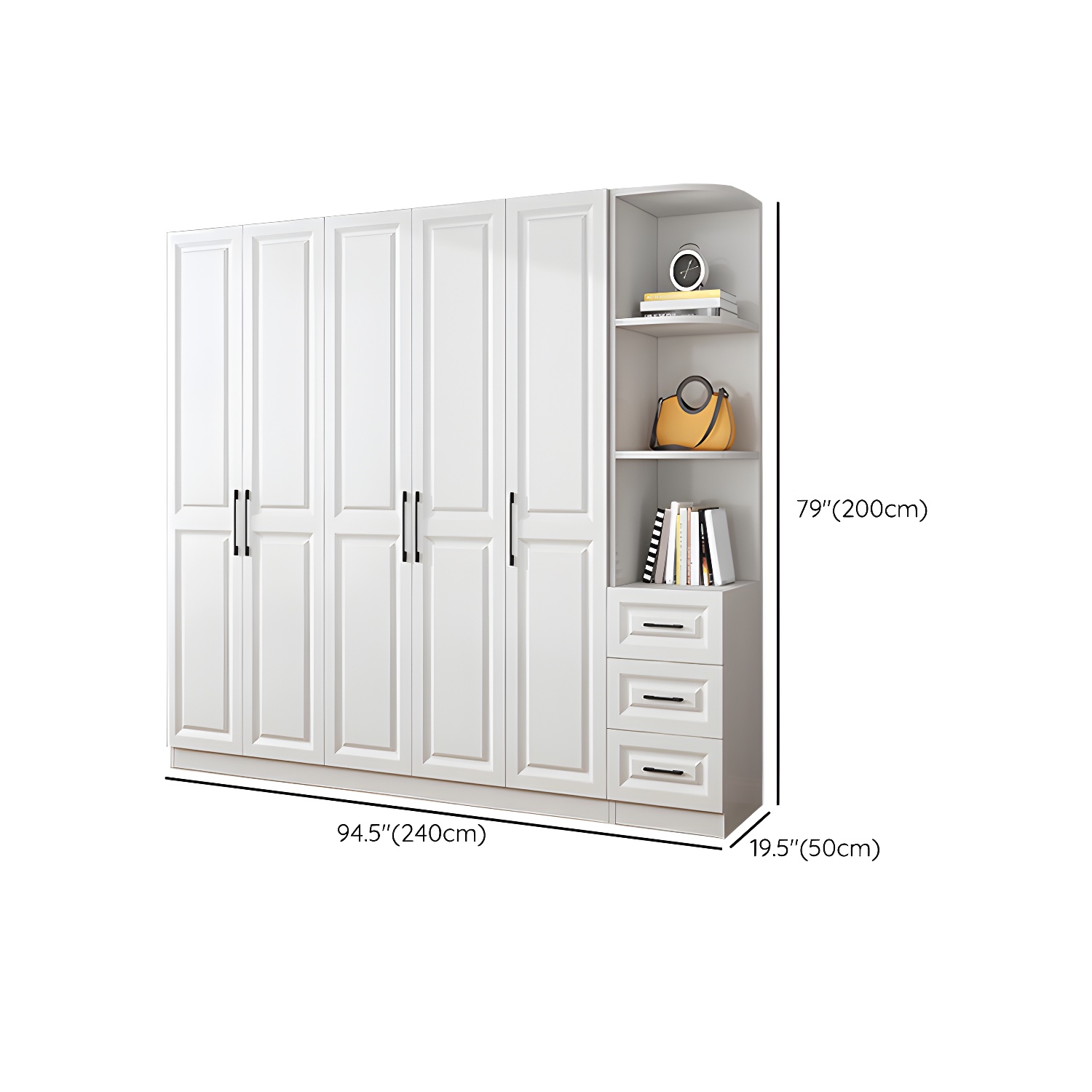 Modern White Wood Wardrobe Armoire with Shelves & Clothing Rod - Spacious and Stylish - image 30