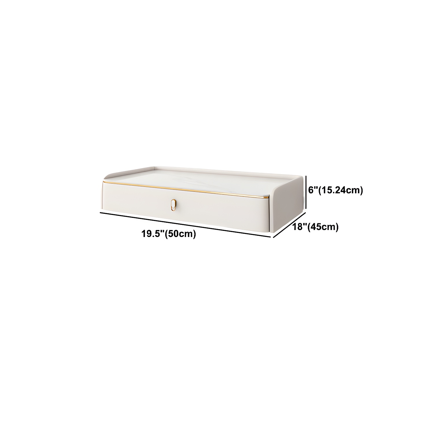 Glam Style Off-white Slate Countertop Wall Mounted with 1/2 Drawer Dresser - image 14