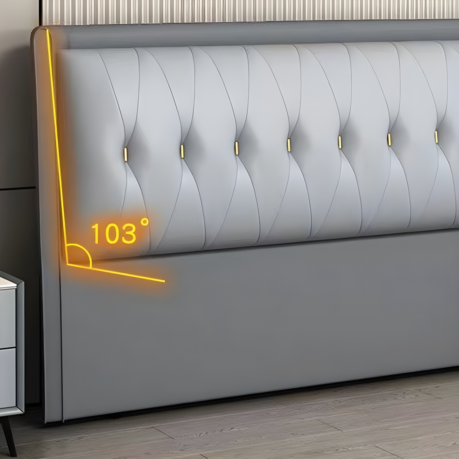 Contemporary Headboard Bed with Tufted Leather Upholstery in Rectangular - image 17