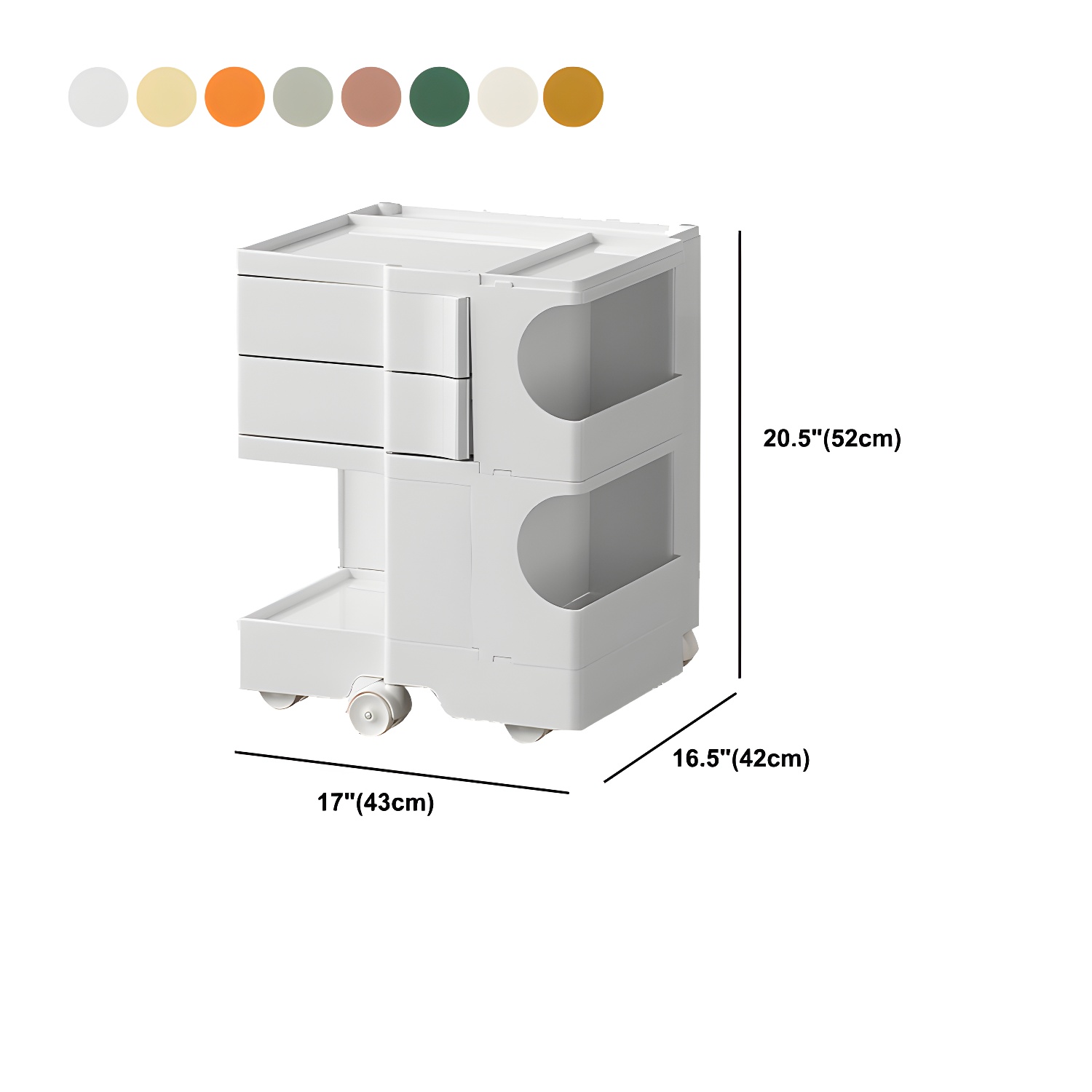 Modern Plastic Night Table Open Storage Night Stand with Wheels - image 23