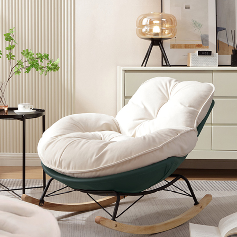 Chalk Simple 2 Piece Set Rocking Chair with Ottoman, Scratch-tolerant and Padded Upholstery - image 3