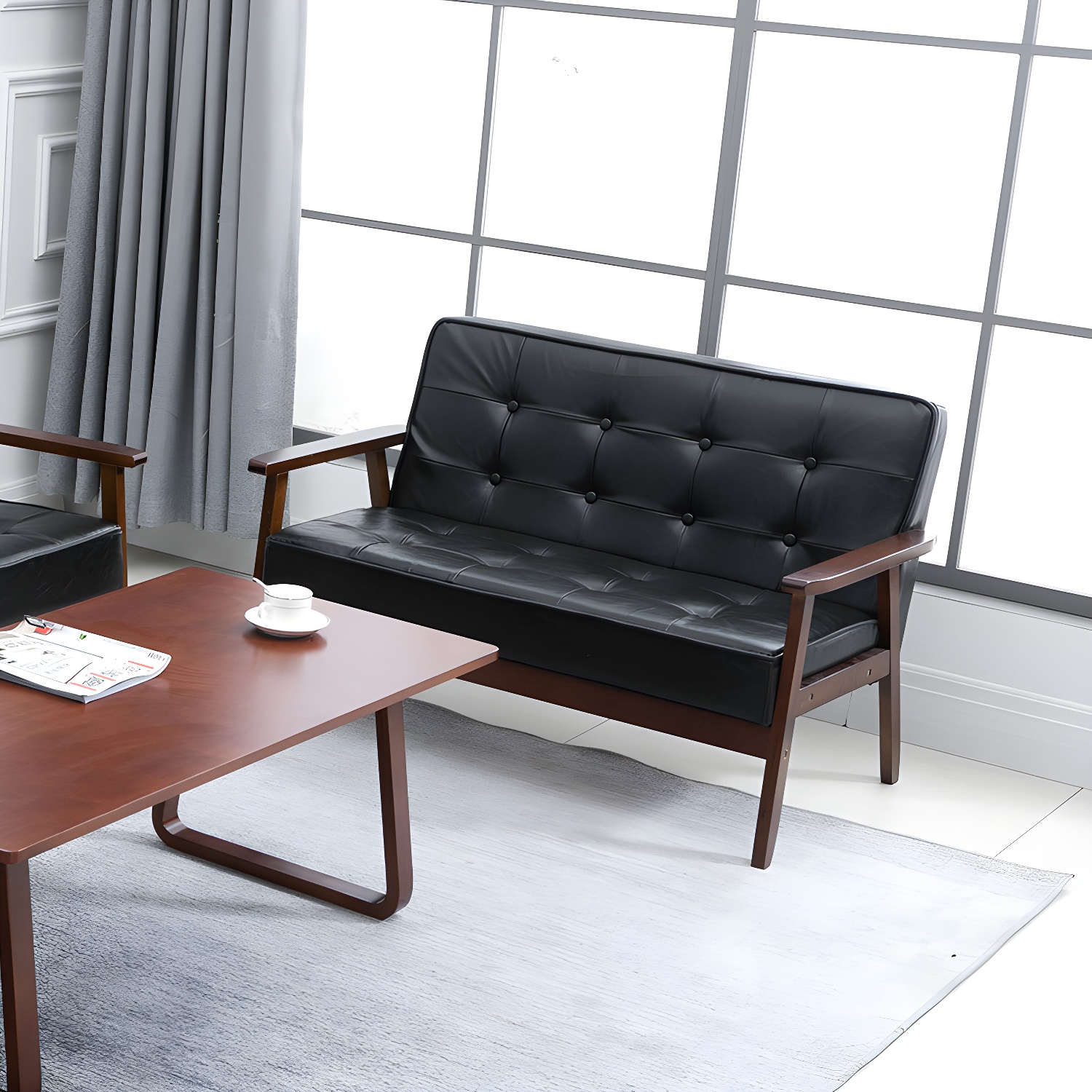 Modern Wood Frame Tufted Back Sofa with Cotton Seat Sleek and Stylish Seating - image 12