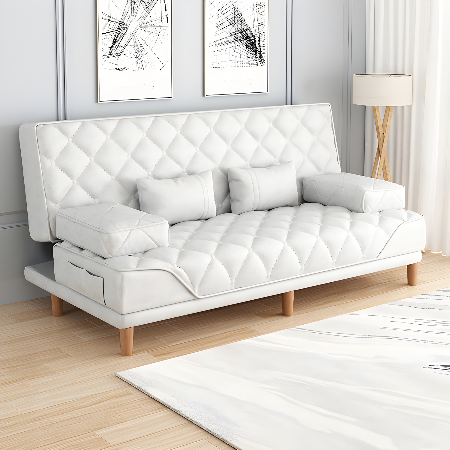 Contemporary Tight Back Convertible Sofa and Chaise with Pillow Top Arm - image 6