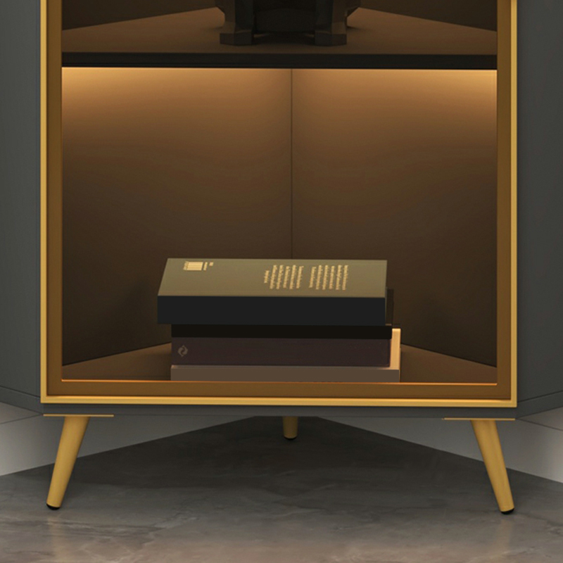 Golden Metal Corner Accent Cabinet with Glass Doors & Lighting Included - image 10