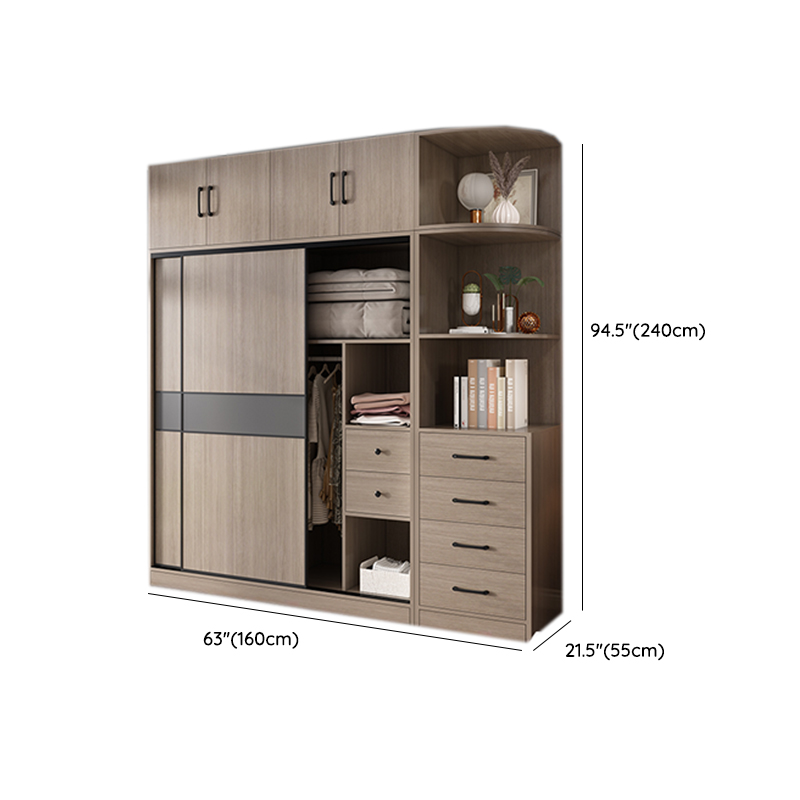 Rustic Brown Self-supporting Armoire Cabinet Pine with Shelves - image 29