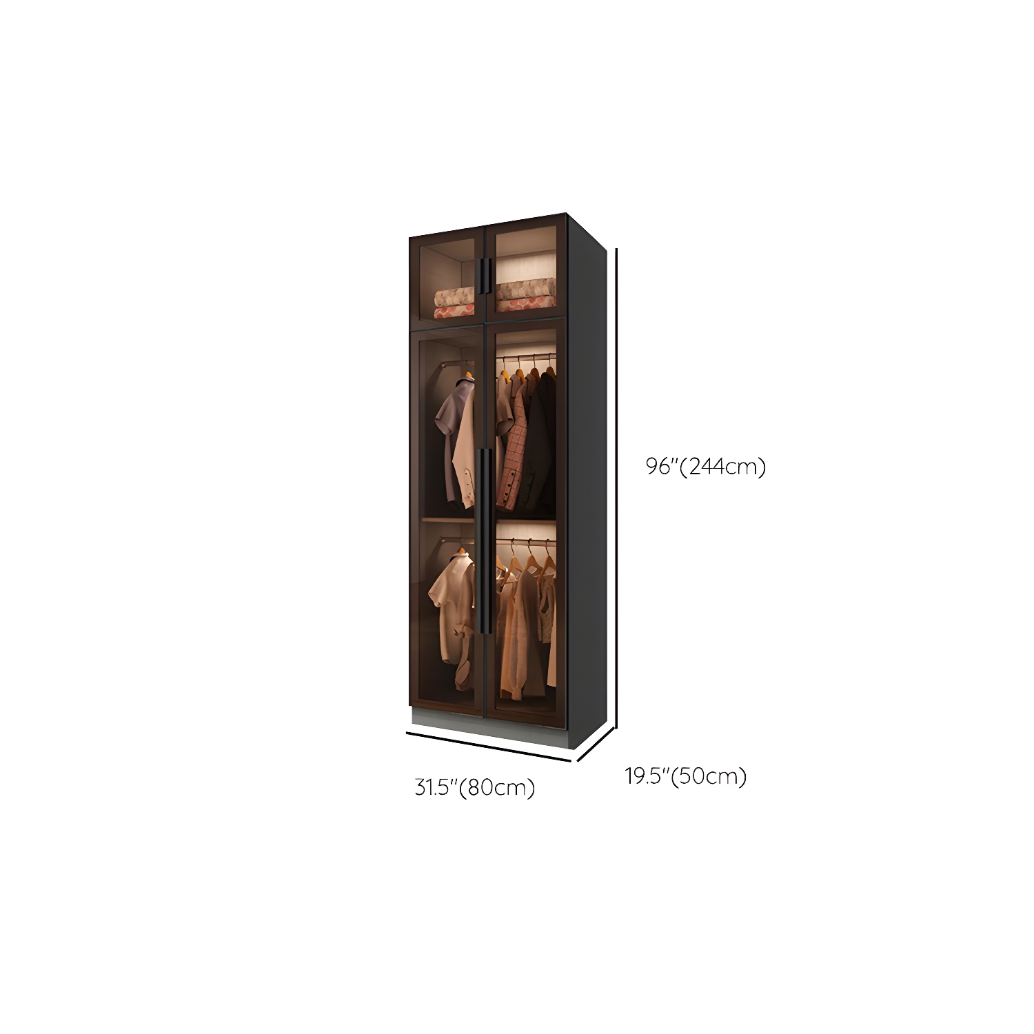 Modern Wardrobe Cabinet Glass and Engineered Wood Wardrobe Closet - image 15