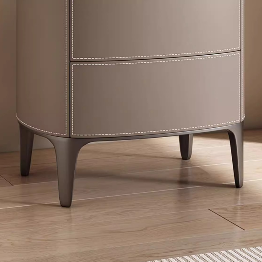 Contemporary 2 Tiers Drawer Storage Bedside Table with Real Wood Countertop - image 14