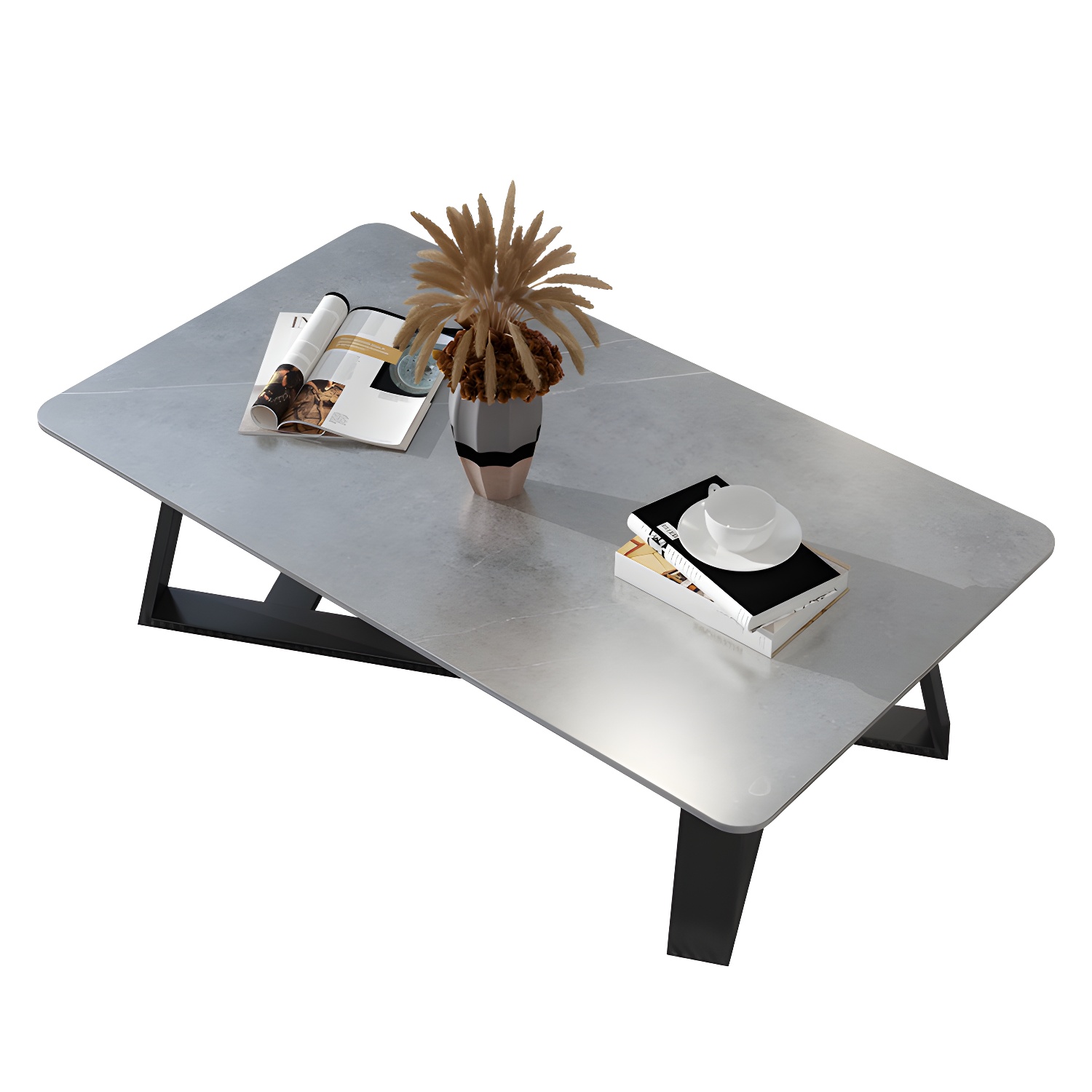 Marble Sled Coffee Table Modern Style Rectangular Cocktail Table - image 8