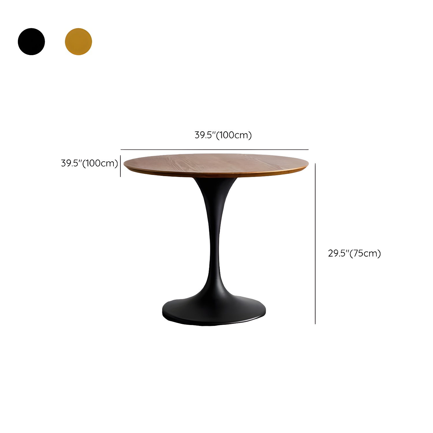Scandinavian Standard Height Round Wood-Top Dining Table, Metal Tulip Base, Simple Assembly - image 16