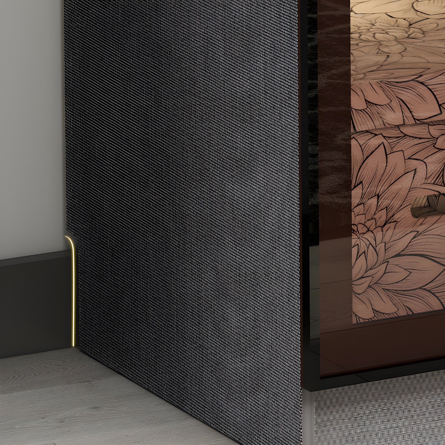 Modern Glass Hinged Doors Wardrobe Armoire Wood Frame Wardrobe with Shelves without Light - image 7