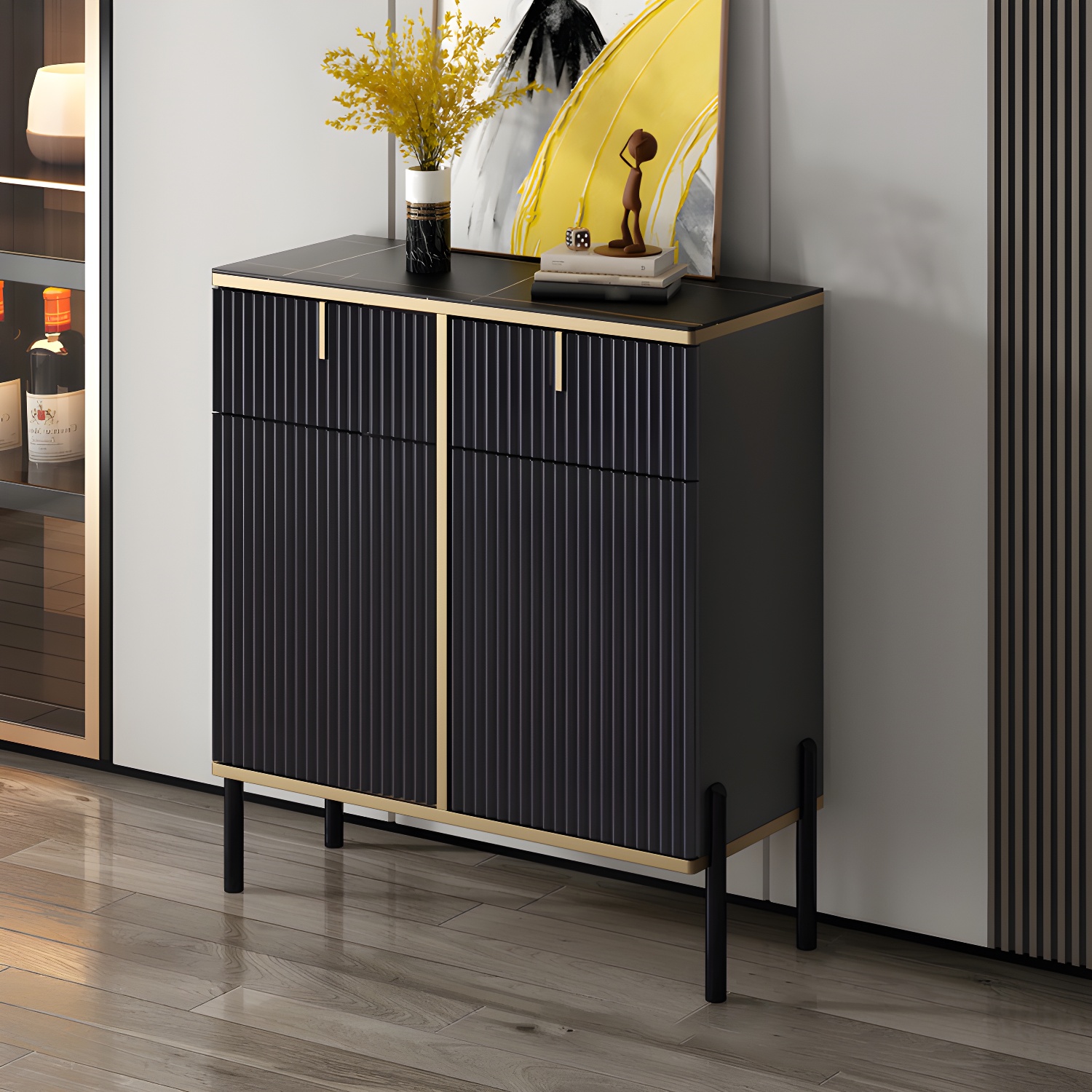 Glam Sideboard Stone Top Sideboard with Door for Living Room - image 8