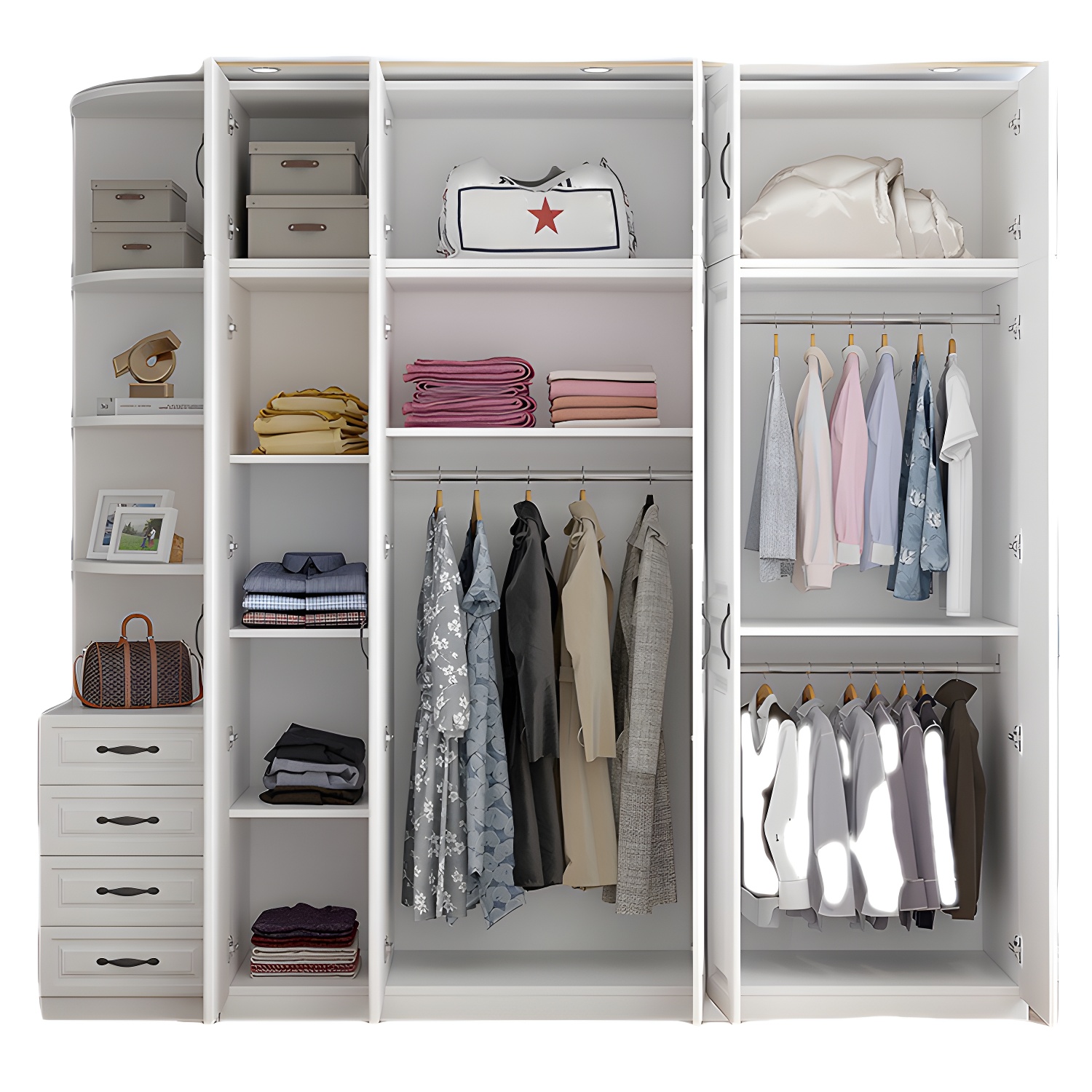 White Colour Wardrobe French Country Wooden Wardrobe Closet for Bedroom - image 5