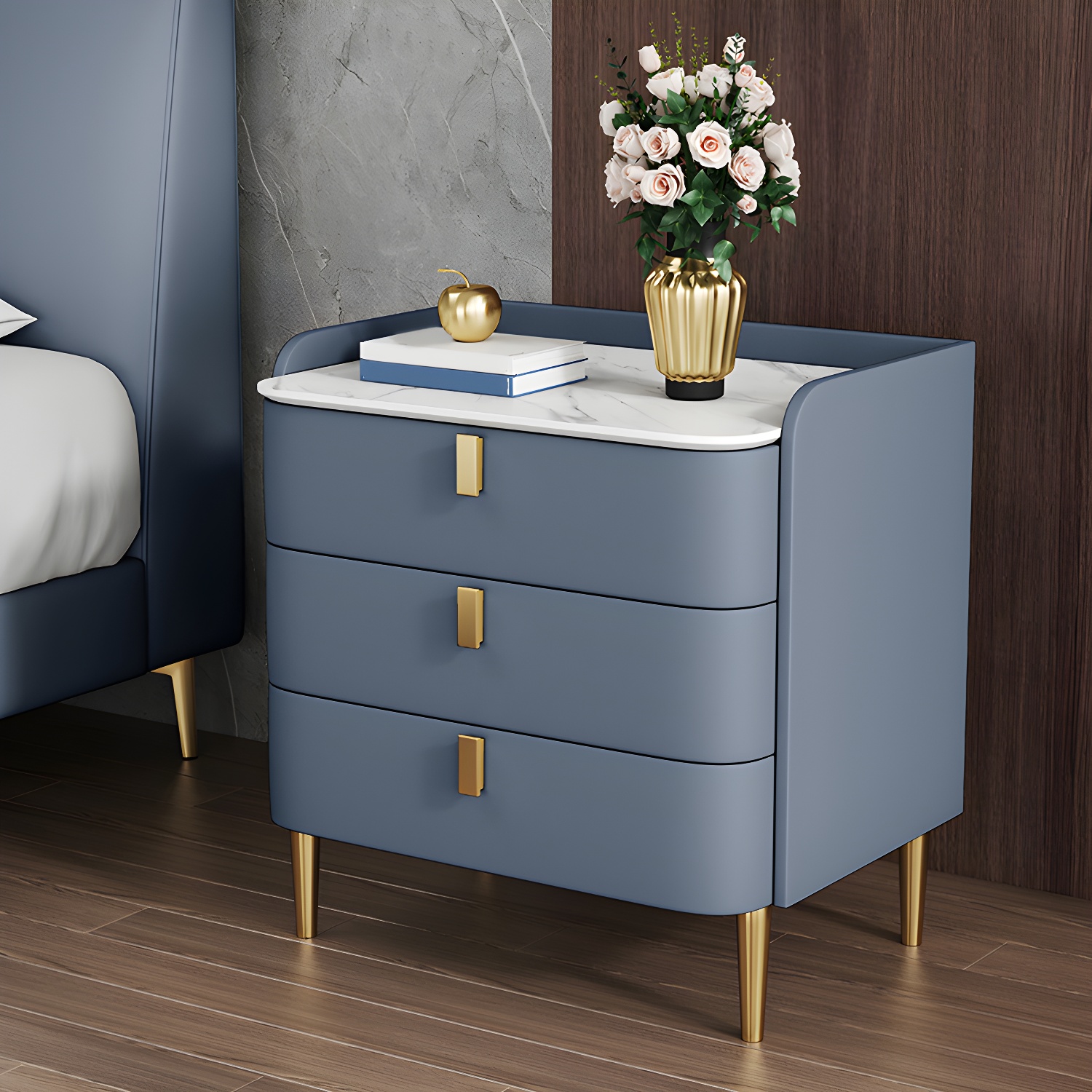 Contemporary Drawer Storage Bed Nightstand Wooden Night Table for Bedroom - image 6