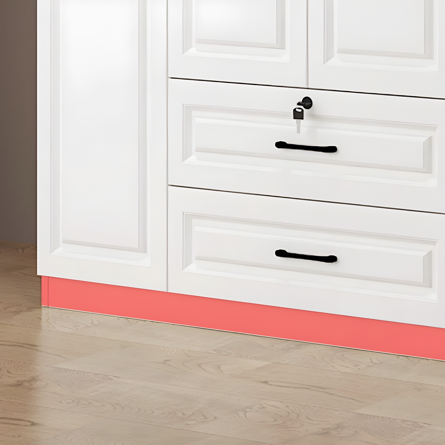 White Wood Wardrobe Armoire with Drawers, Shelves, and Clothing Rod - image 8