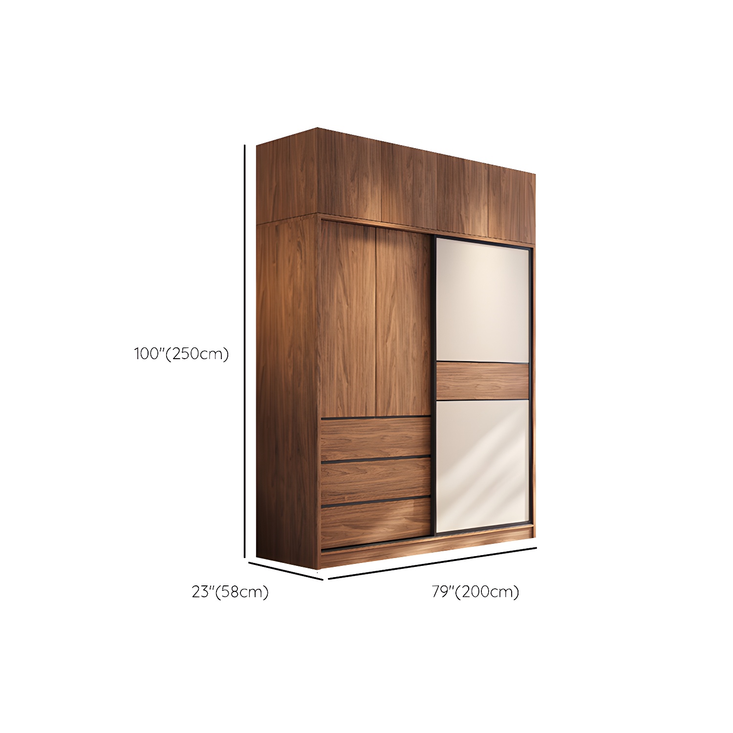 Modern Freestanding Wardrobe Brown Wood Wardrobe Armoire with Drawers - image 25