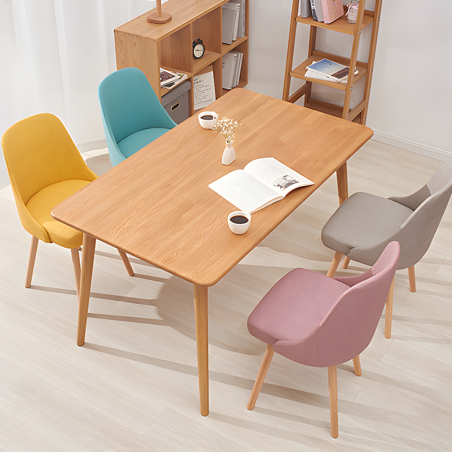Upholstered Armless Dining Chairs Scandinavian Side Dining Chairs with Wood Legs - image 14