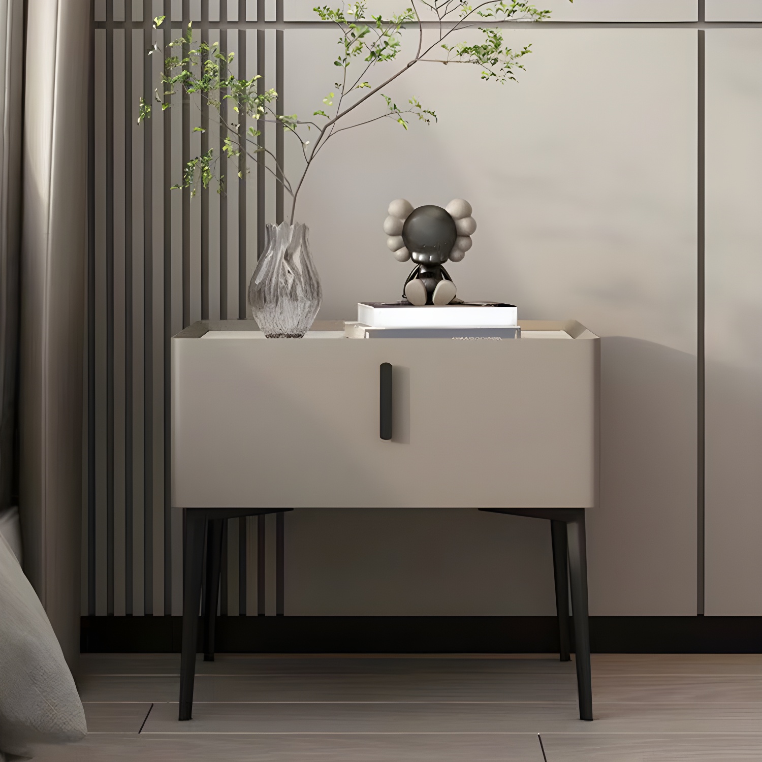 Contemporary 1 Drawer Accent Table Nightstand Antique Finish Bed Nightstand - image 4