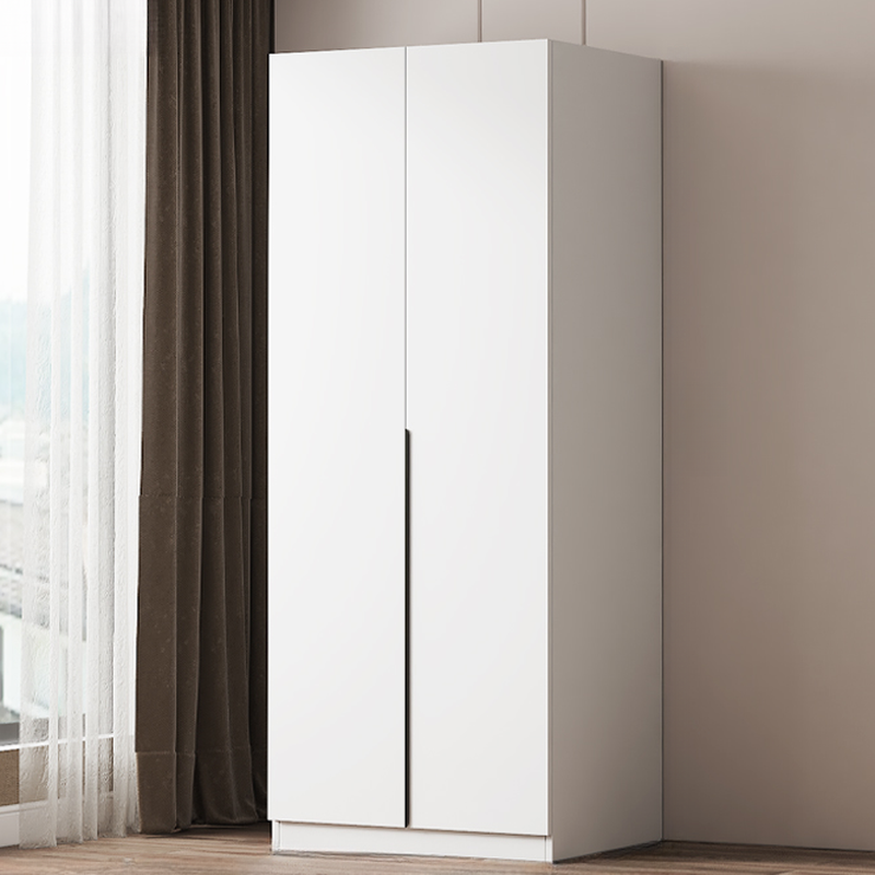 Minimalist Manufactured Wood Independent Wardrobe Closet with Soft Close Door, Interior Shelves, and Clothing Rod