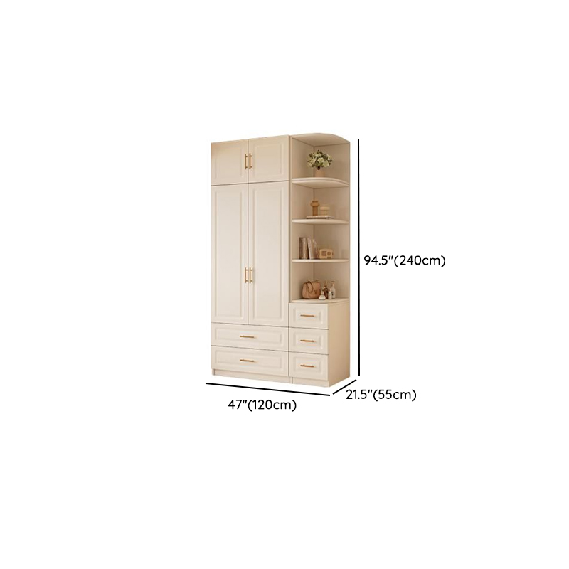 Chalk Modish Laminate Wardrobe Closet with Soft Close Drawer, Soft Close Door, Interior Shelves, and Clothing Rod - image 12