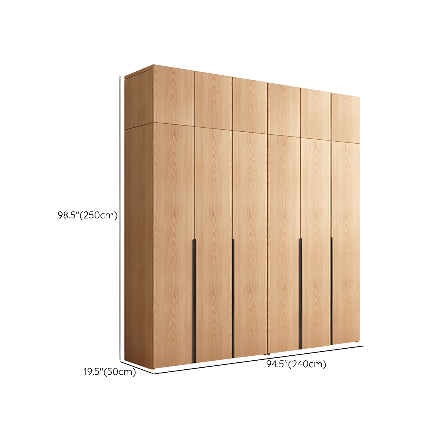 Contemporary Freestanding Natural Wardrobe Oak Solid Wood Wardrobe with Shelves - image 31