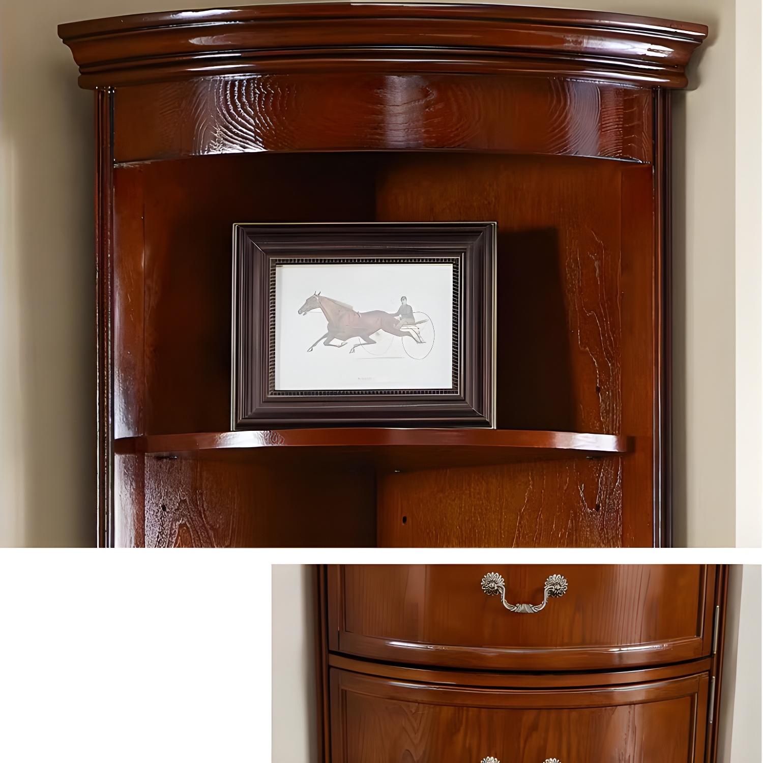 Corner Mid-Century Modern Accent Cabinet with Wood Countertop and Glass Doors - image 7