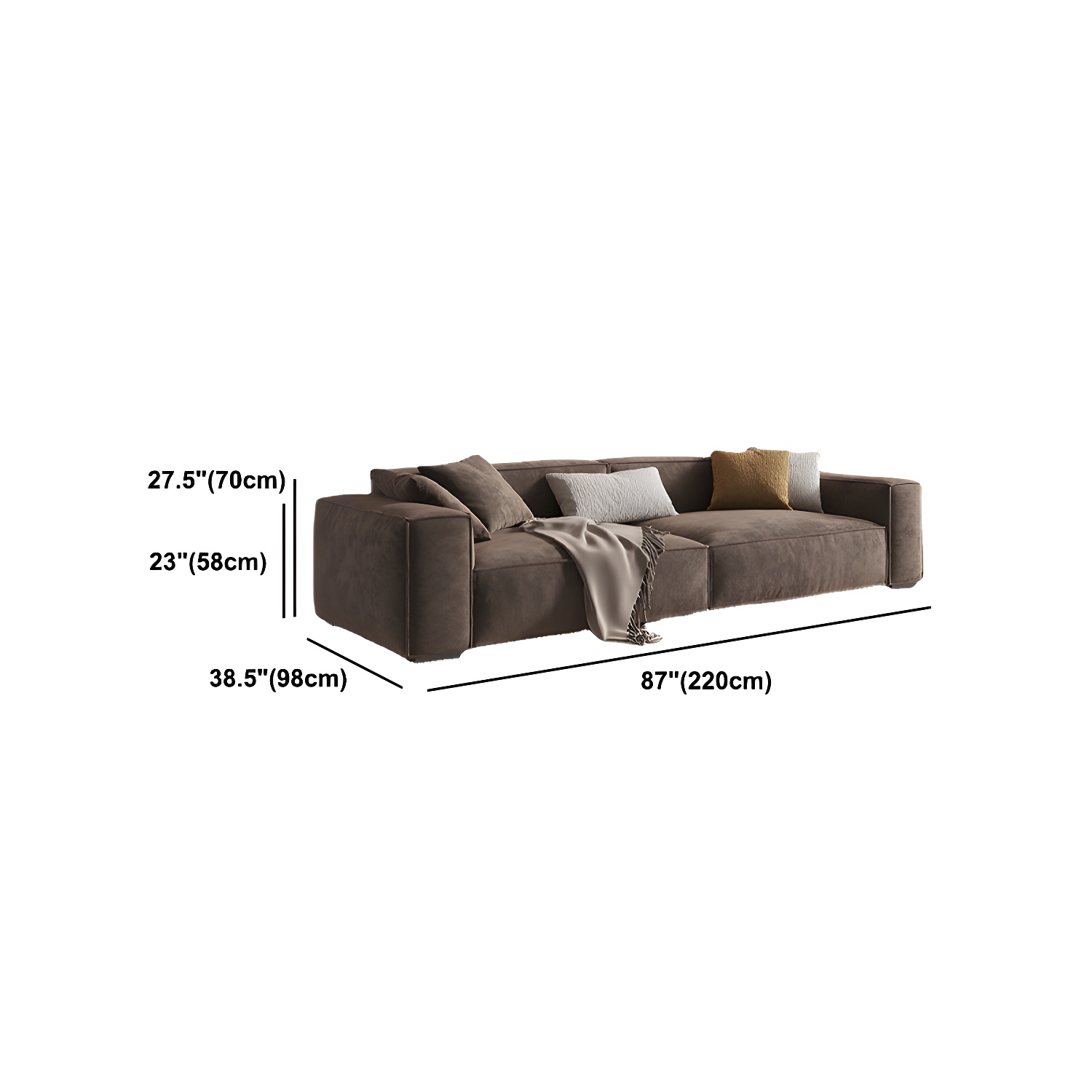 Brown Scandinavian Sectional/Sofa with Square Arm for Apartment - image 13