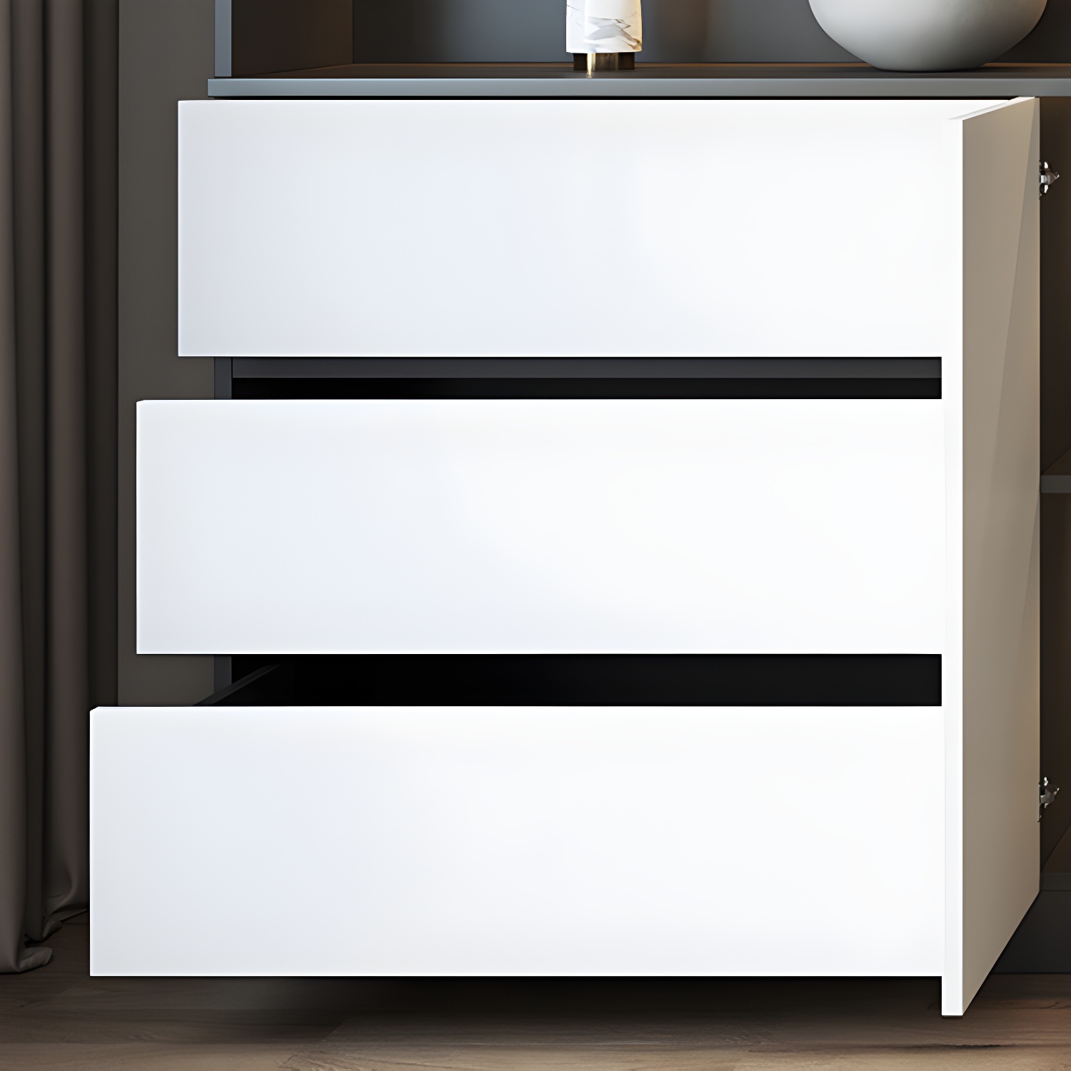 Modern Glass Adjustable Shelving Doors Wood Sideboard Cabinet with Cabinets and Drawers - image 7