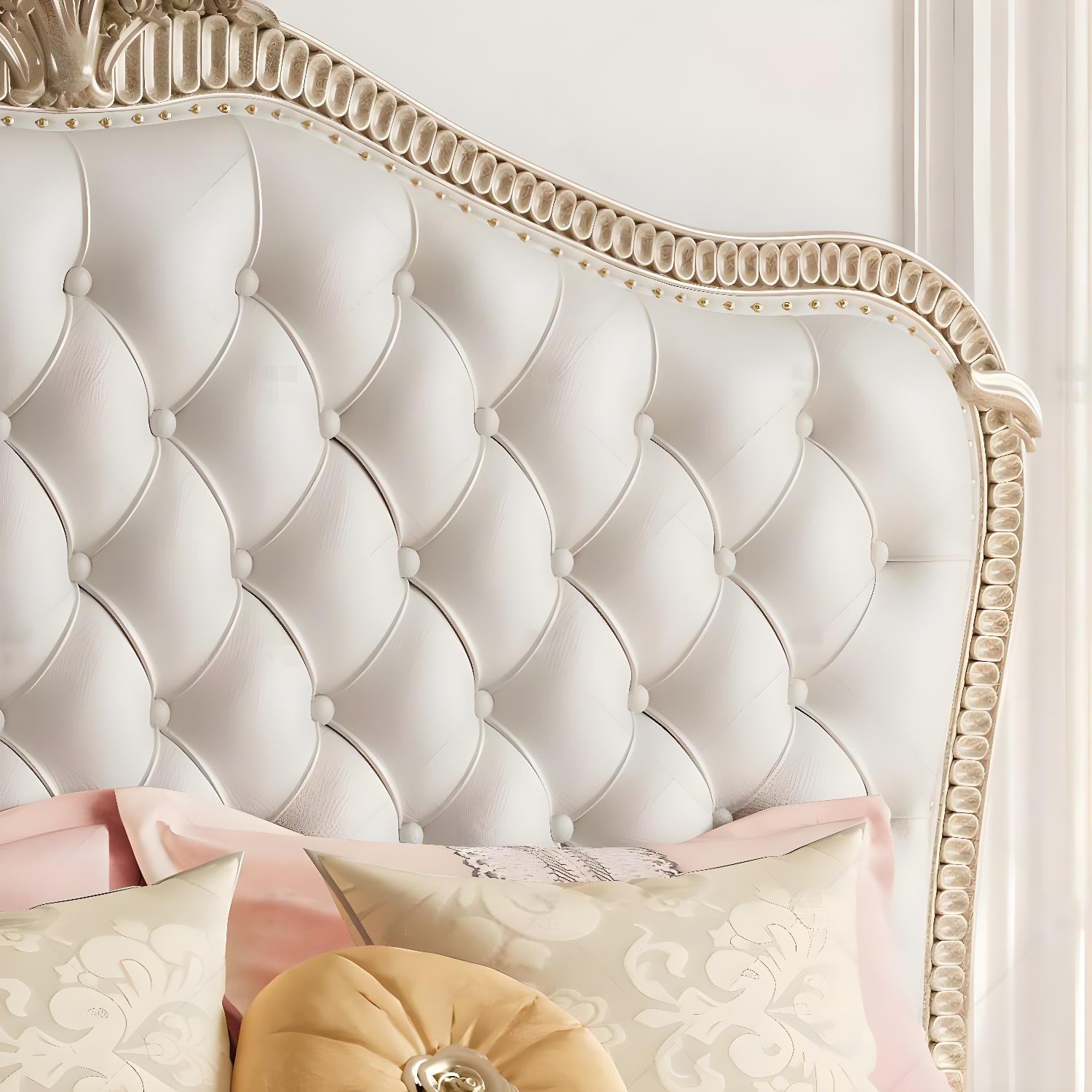 Glam Upholstered Button-tufted Standard Bed with Nailhead Trim - image 5