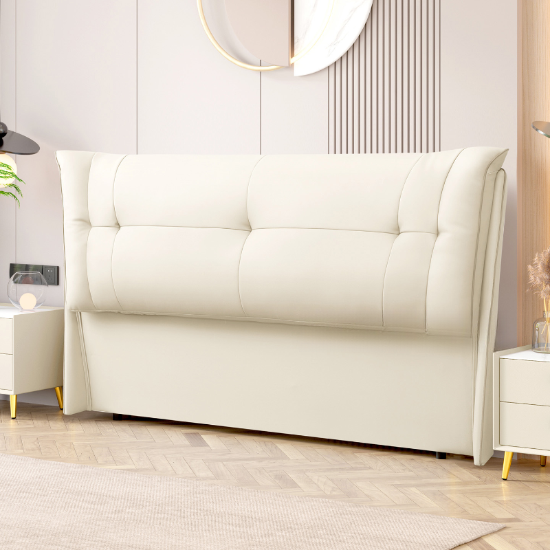 Modern Simple Style Wingback Headboard with No Distressing, Piled Tufted Rectangle Design for King/Full/Queen Bed, Featuring Sponge Upholstery and Standard Height