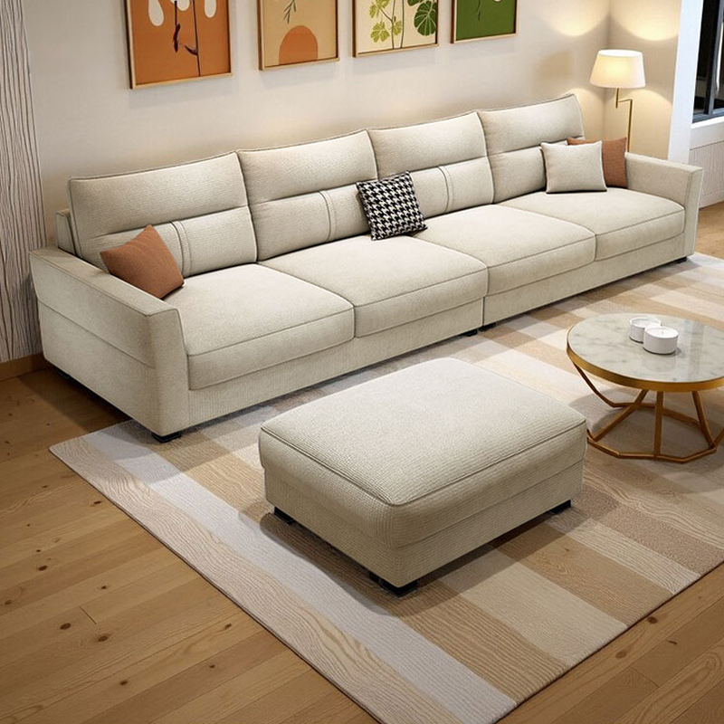 Standard Sofa/Single Sofa with Loose Back, Flannel Upholstery in Light Gray, Arm Included, 4/3 Pillows