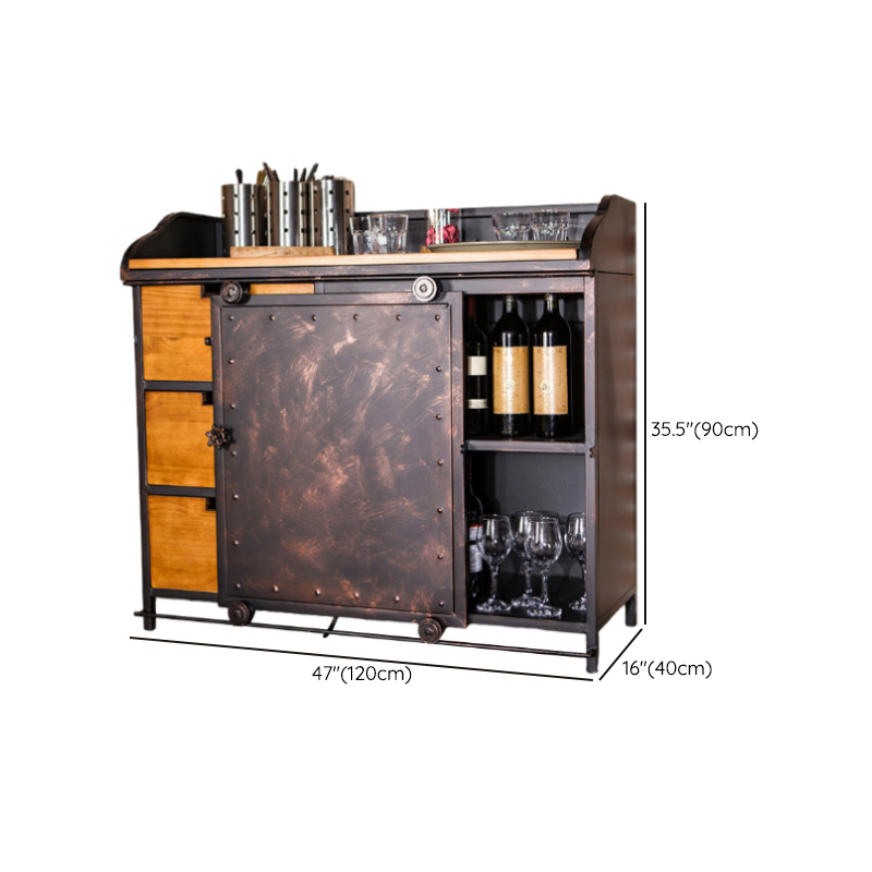 Industrial Metal Sideboard Cabinet with Wood Countertop, 3 Drawers, and Sliding Doors - image 21