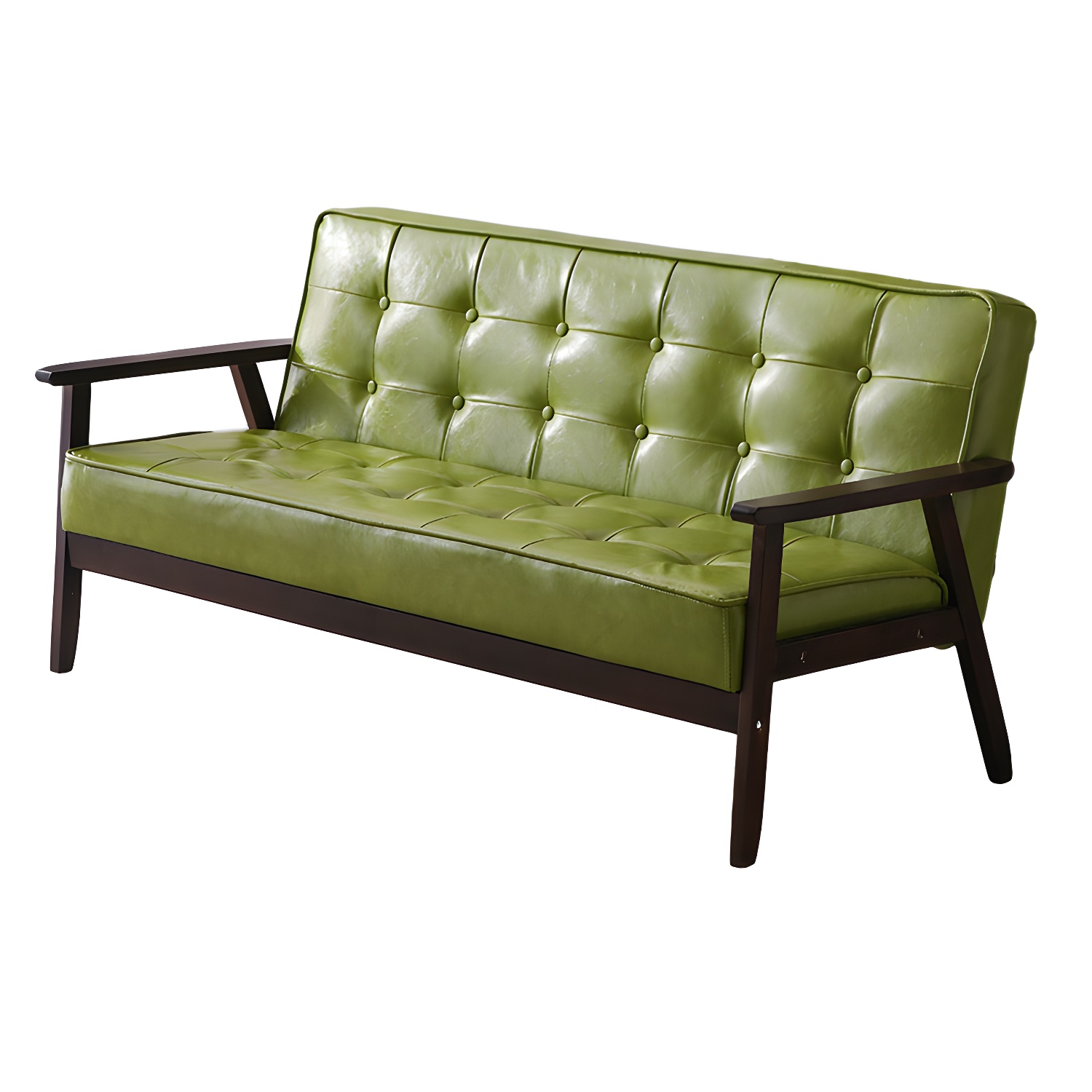 Mid-Century Modern Pine Wood Sofa with Tufted Back and Single Cushion Design - image 12