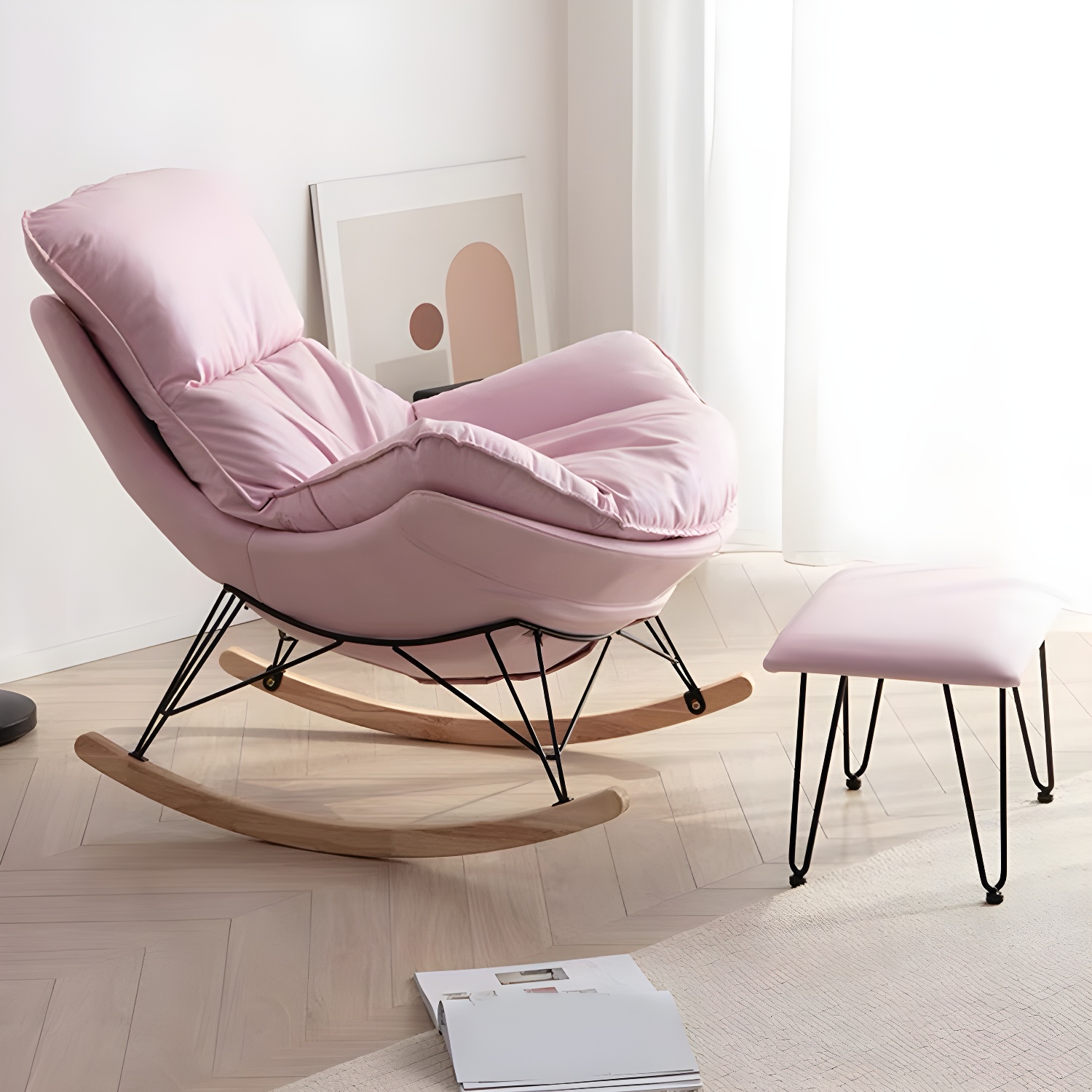 Contemporary Simple Style Rocking Chair Single Indoor Sofa Rocking Chair for Break - image 8