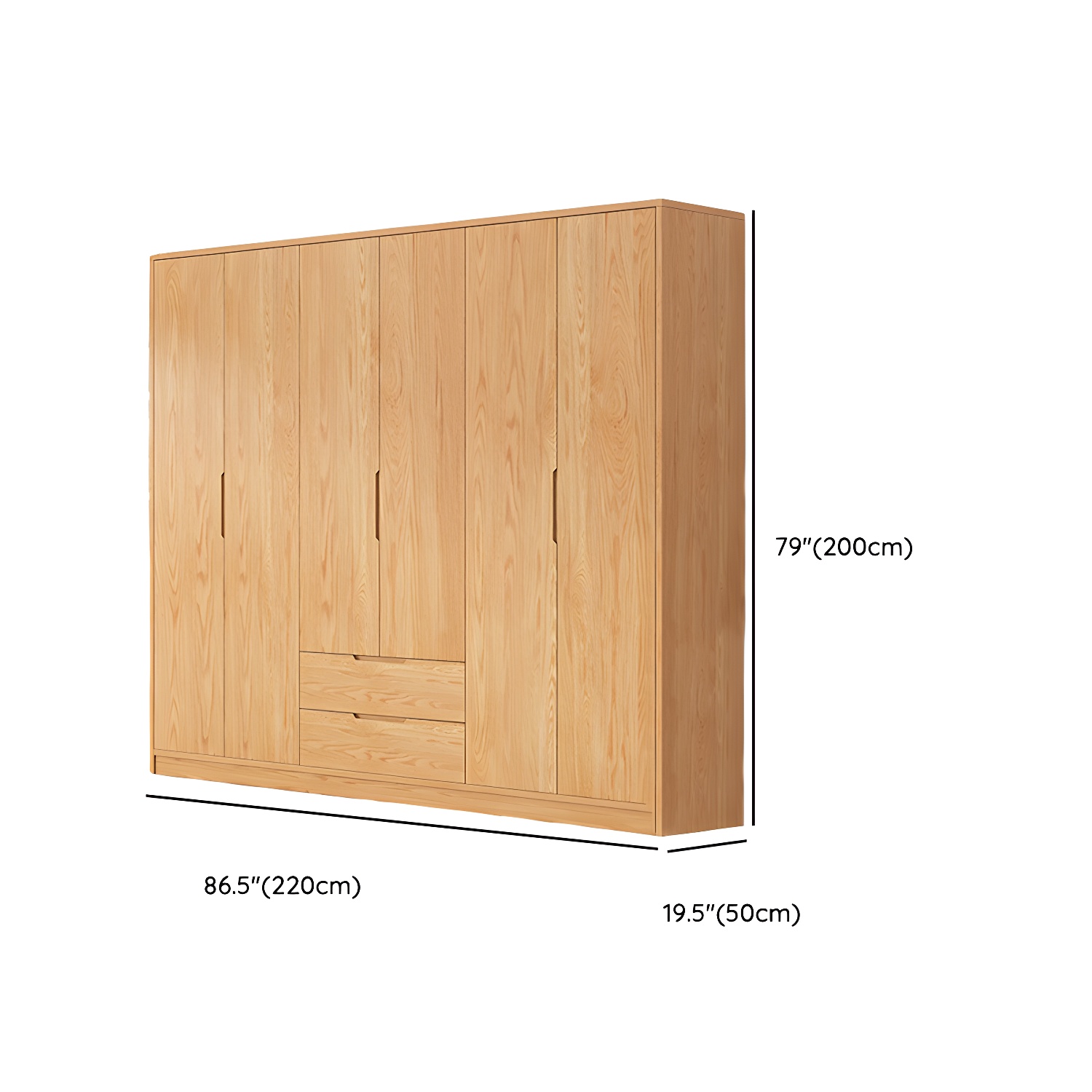 Modern Natural Wood Wardrobe Armoire with Sliding Doors, Drawers, and Shelves - image 113