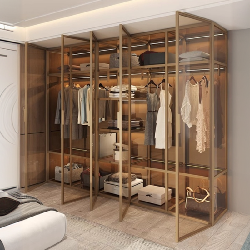 Art Deco Vitreous Wardrobe Armoire with Soft Close Door, Interior Shelves, Clothing Rod, and Hinged Mechanism - image 4