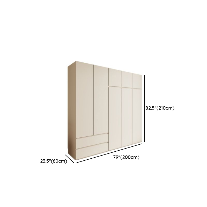 Cream Modern Wood Wardrobe Armoire with Soft Close Drawer and Door, Interior Shelves, and Hanging Rod - image 10