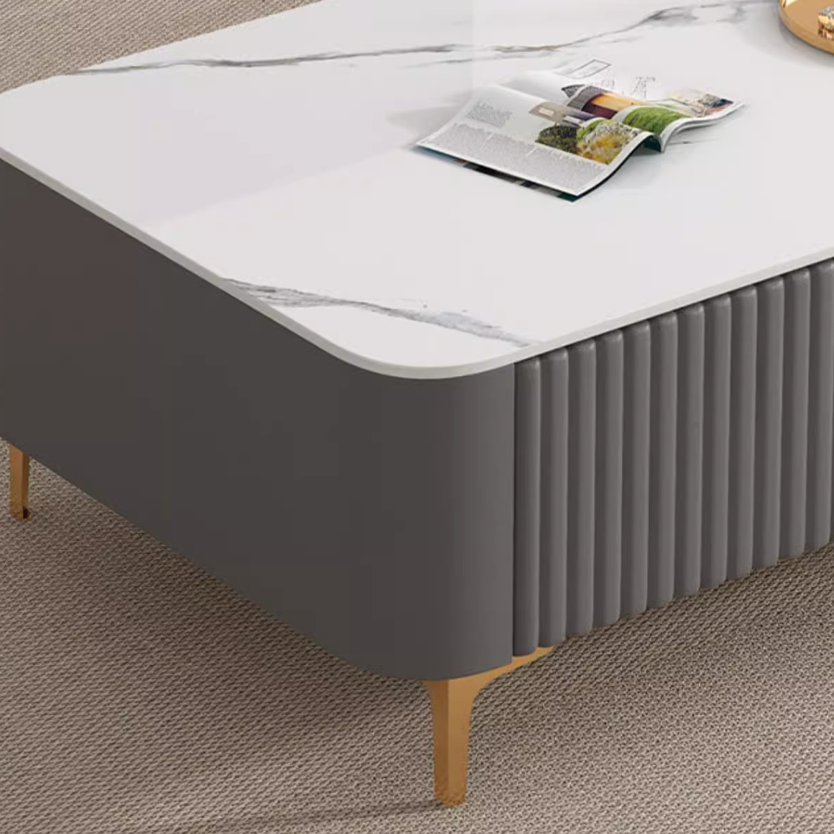 Simplistic Rectangular Vitreous TV Stand with Locker, Cable Management & 2 Drawers - image 9