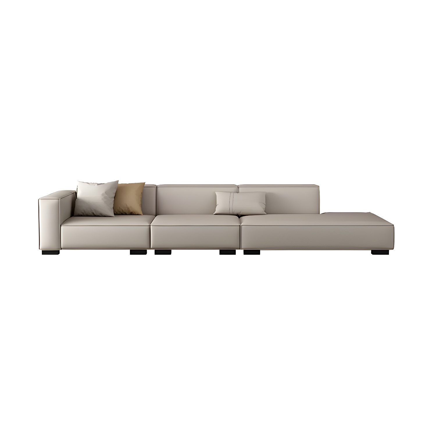 Modern Gray Faux Leather Sofa Chaise with Square Arms and Pine Wood Legs - image 14