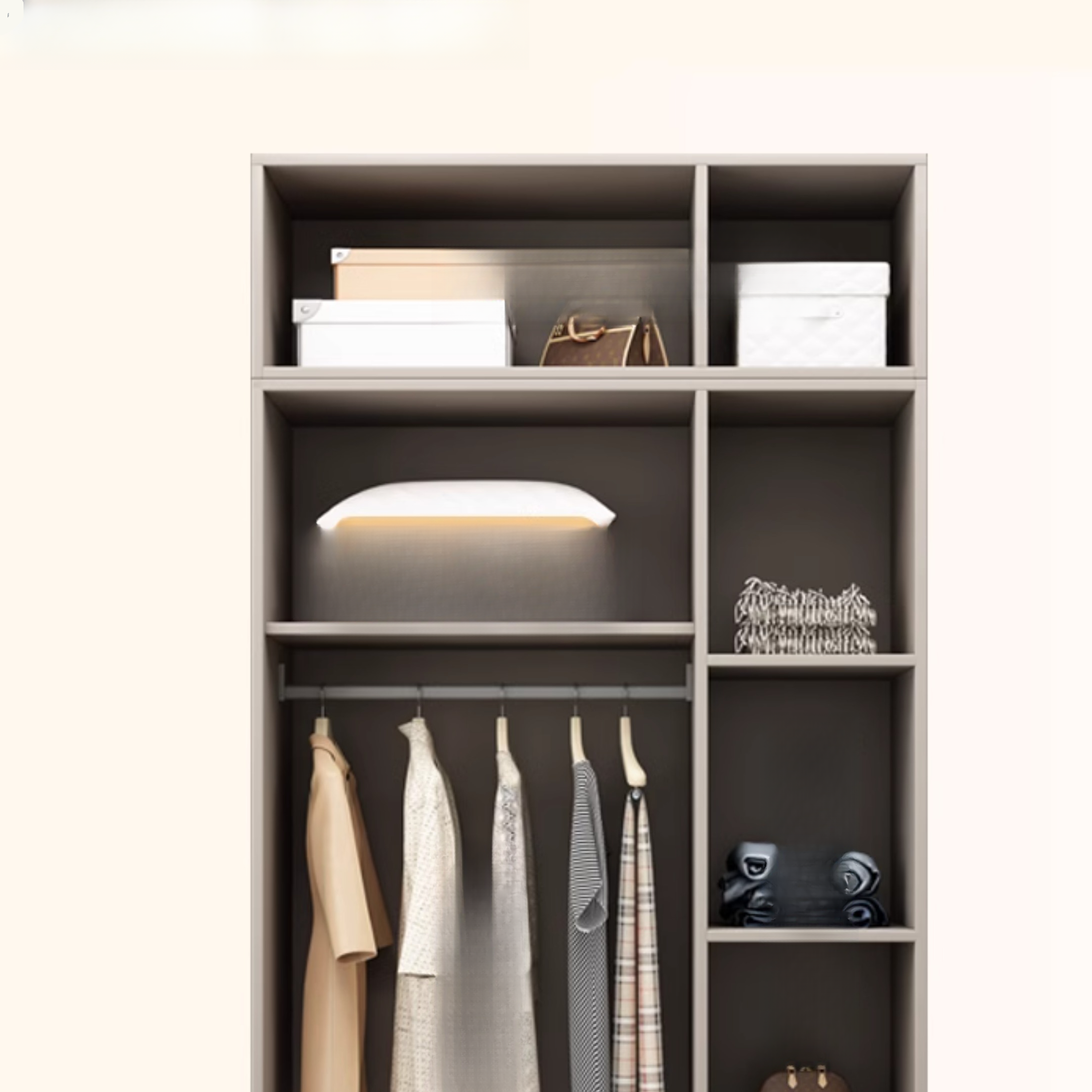 Modish Manufactured Wood Wardrobe Closet with Interior Shelves and Clothing Rod - image 6