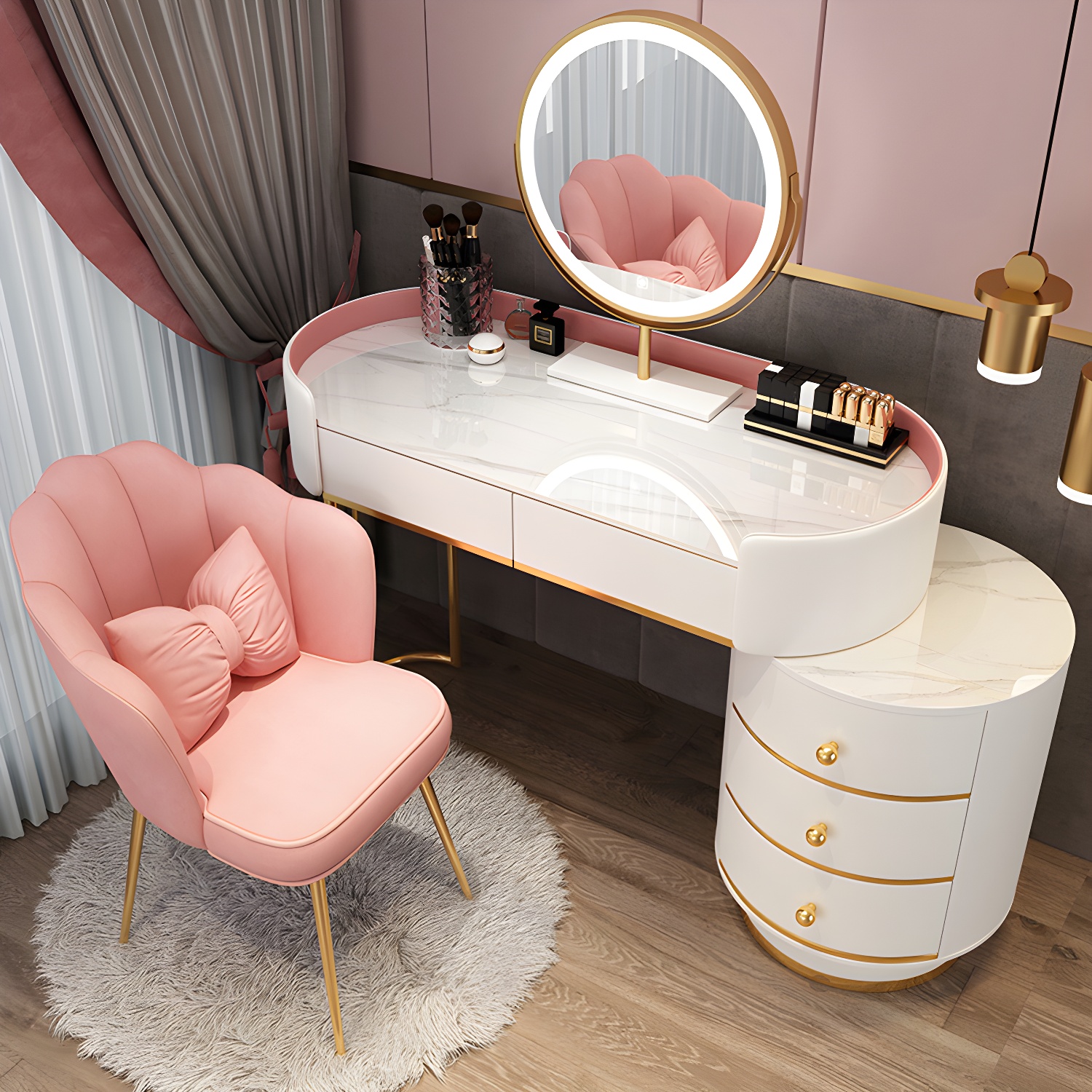 Glam Dressing Table Storage Box with Makeup with Drawers for Bedroom - image 5