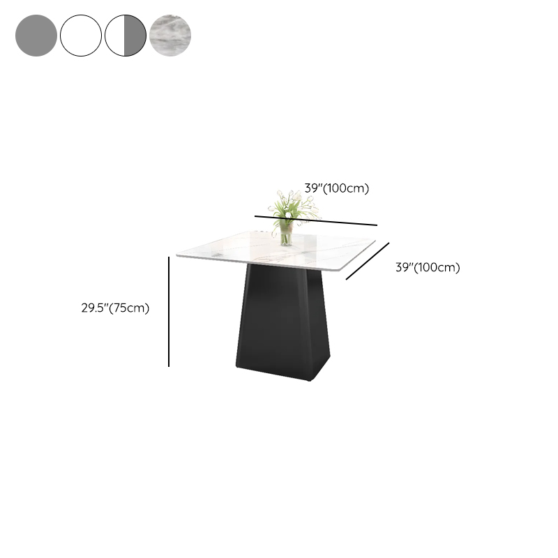 5-piece Square Slate Dining Table Set with Stump Base, Upholstered Back, Padded Chair for 4 People - image 12