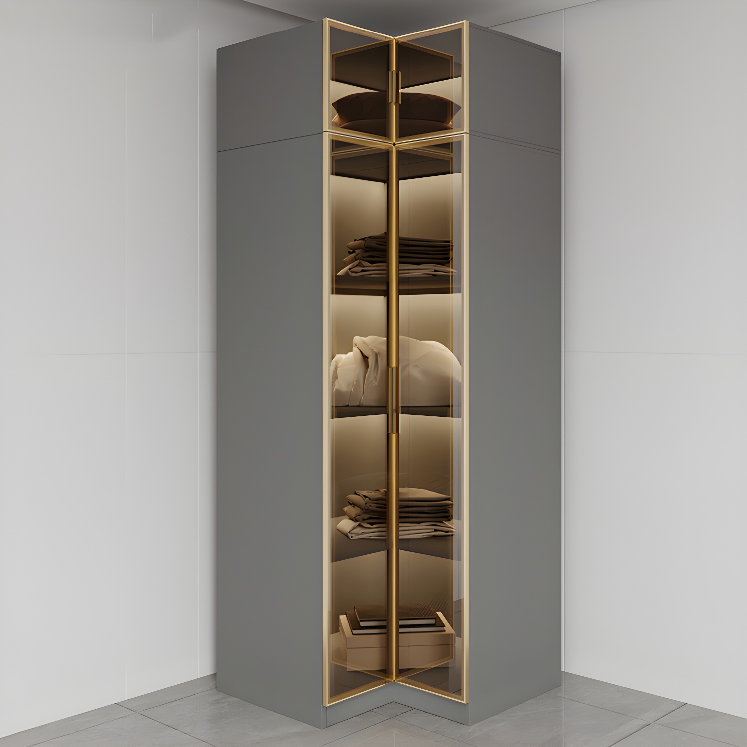 Glass and Wood Wardrobe Armoire Contemporary Wardrobe Closet - image 3