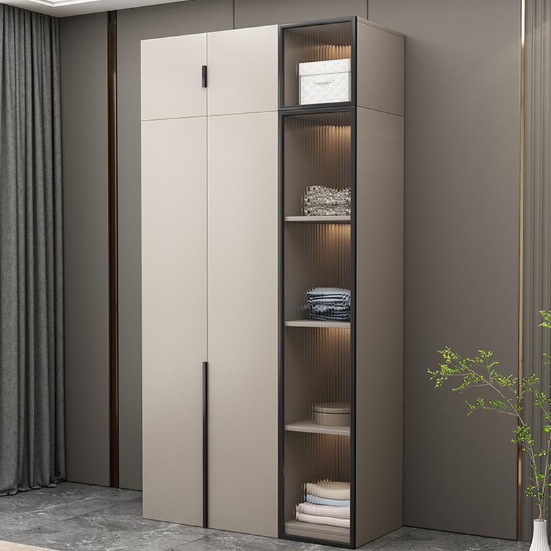 Modish Manufactured Wood Wardrobe Closet with Interior Shelves and Clothing Rod - image 3