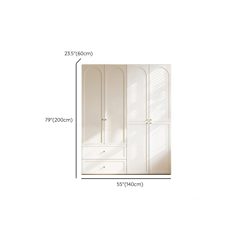 White Minimalist Manufactured Wood Wardrobe Closet with 2 Drawers, Soft Close Door, Interior Shelves, and Clothing Rod - image 7