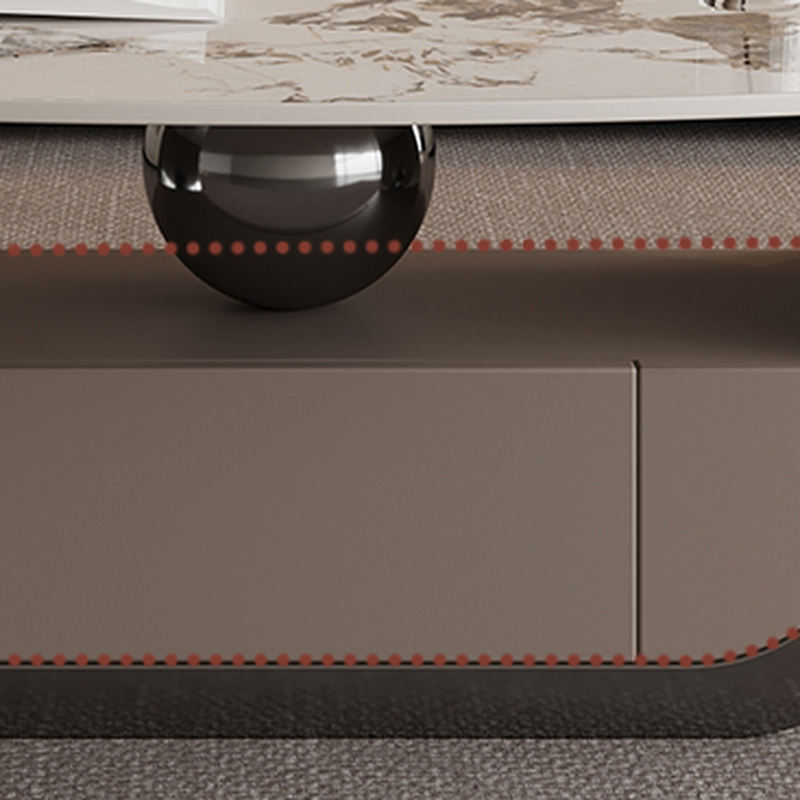 Glamorous Oblong Stone Coffee Table with Abstract Base, Scratch-proof and Drawer for Small Spaces - image 8